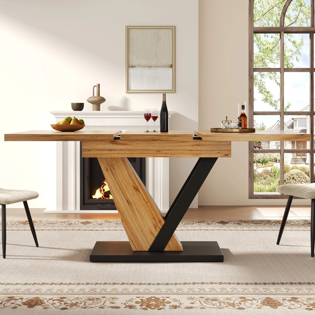TAVOLO da pranzo allungabile 120-160x75x75,5 cm MDF effetto legno e metallo