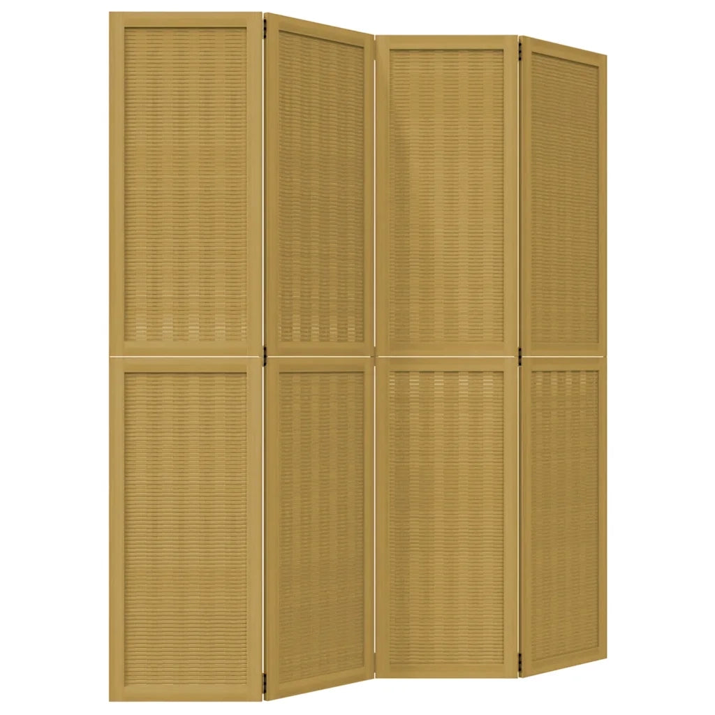 Divisorio Ambienti 4 Pannelli Marrone Legno Massello Paulownia 358818