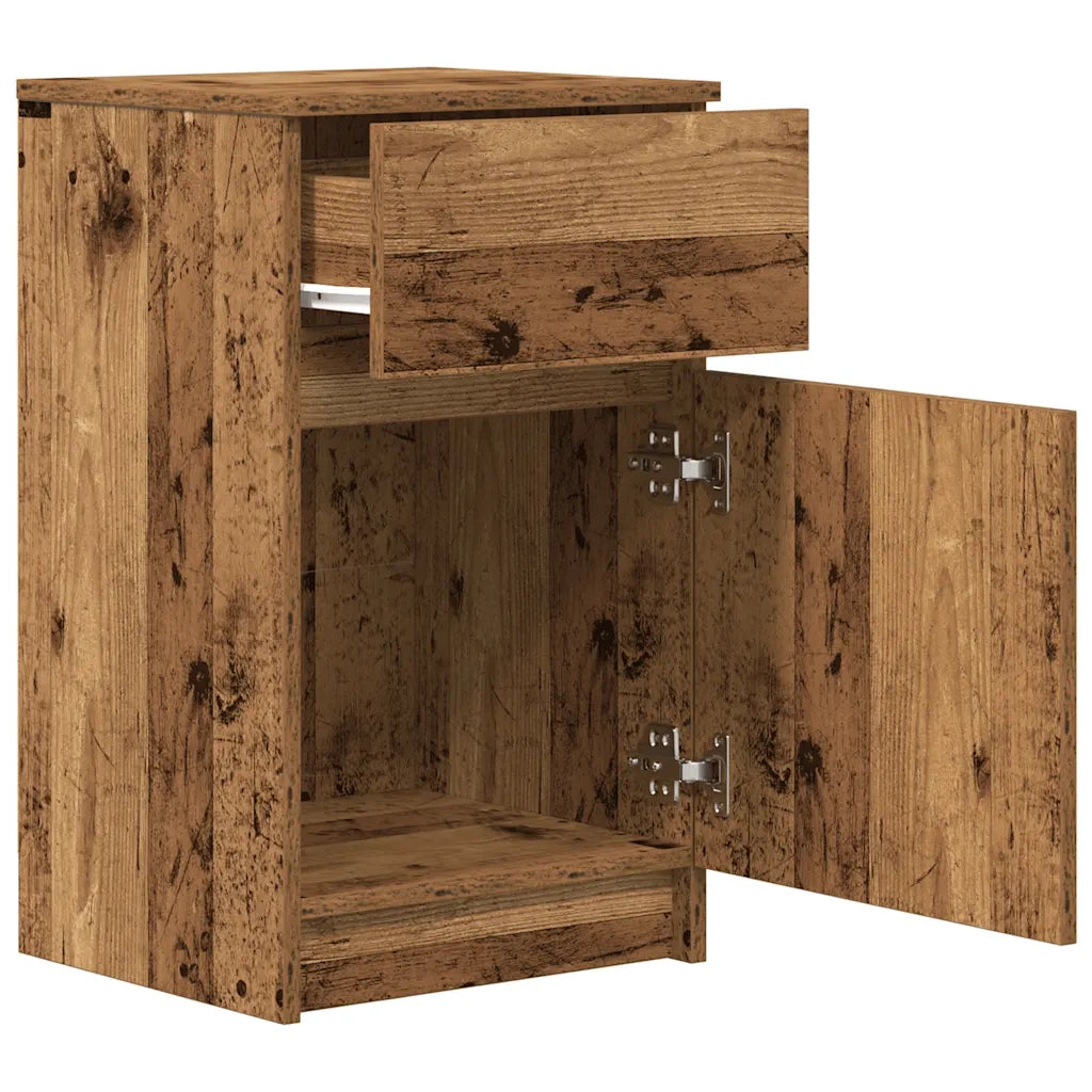 Set di 2 Comodini | Armadio da Notte | Mobiletto da notte Legno Antico 39x35x65 cm in Legno Multistrato
