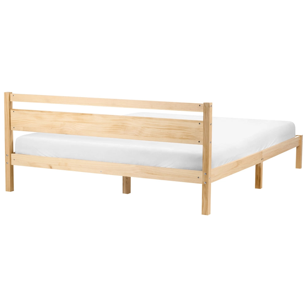 Letto matrimoniale in legno di Pino chiaro con Rete a Doghe 180 x 200 cm Testiera a doghe minimalista