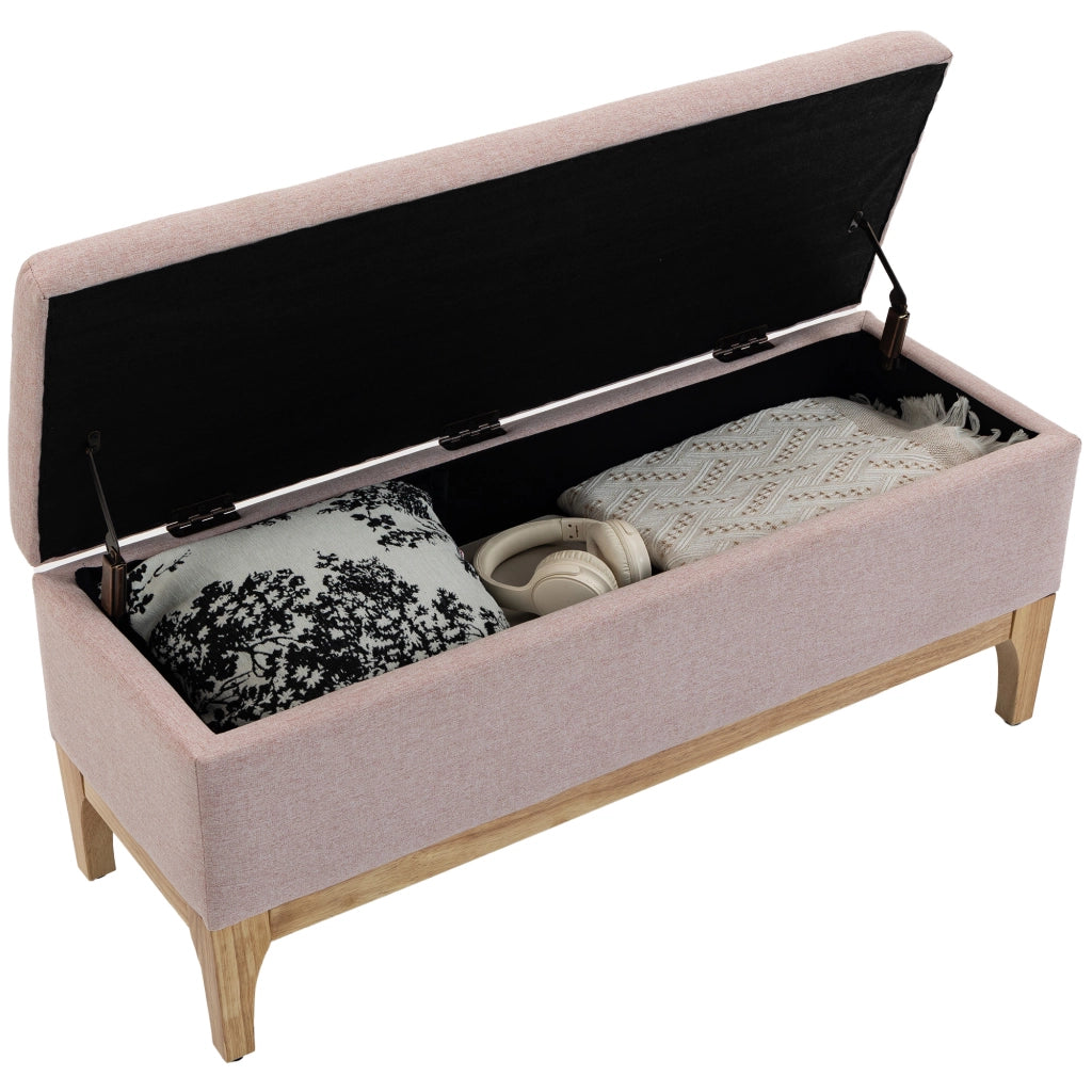 Cassa di stoccaggio in tessuto lino con coperchio rimovibile ¨C zephmum ¨C rosa 110x39x45