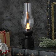 Lanterna a Batterie Senza Fiamma per Sala da Pranzo – Lampada da Terra LED – Lampada a Vetro Cristallo – A Batteria – Per Camera da Letto e Salotto – Nero