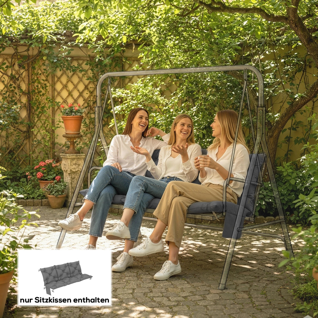 Cuscino per panca 3 posti con schienale e tasche laterali ¨C zephmum ¨C grigio scuro 150x100x10 cm