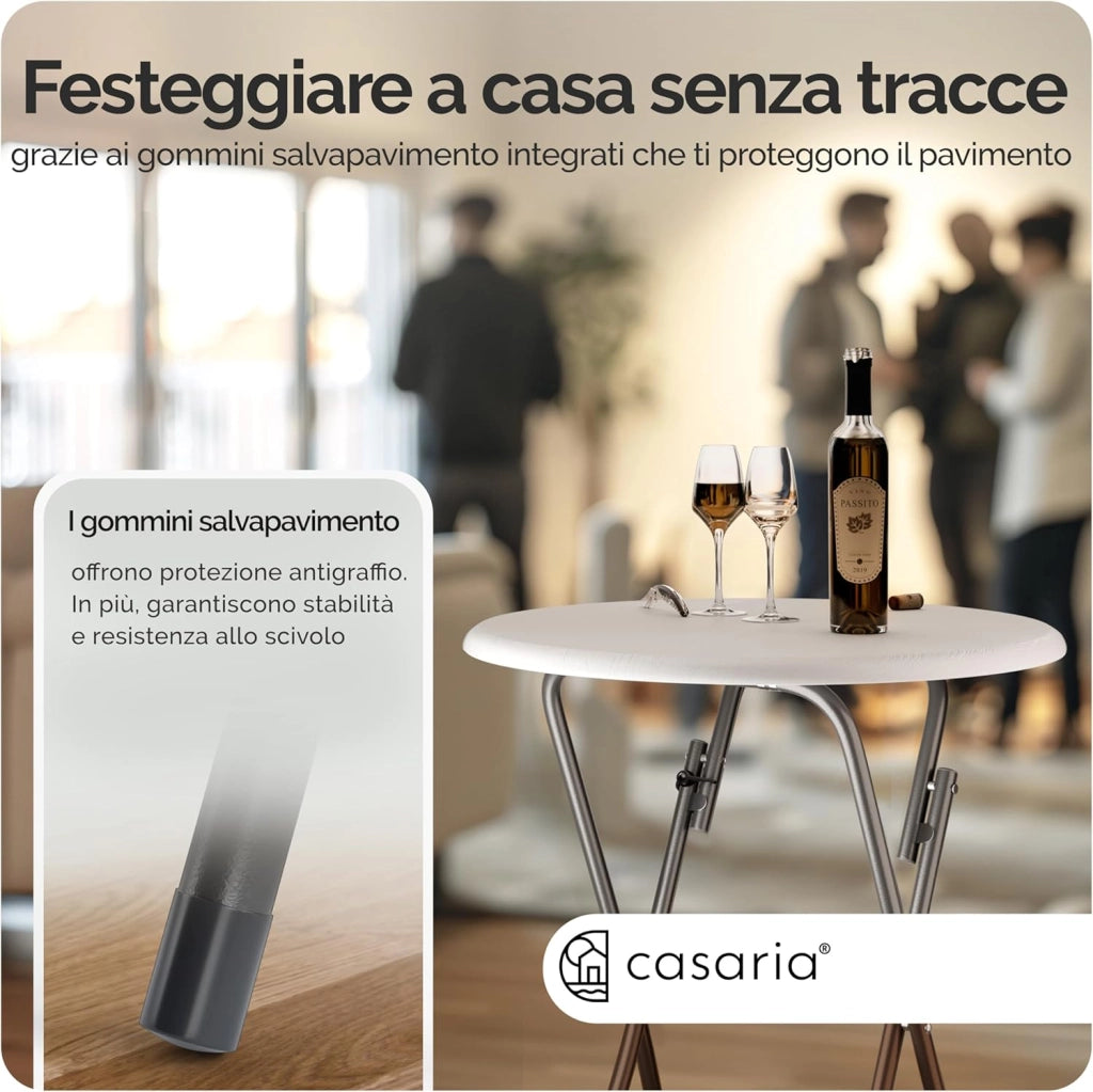 ® Set 2 Tavoli da Bar Pieghevoli 110cm Ø 60cm Tavolino Appoggio Tavolo da Cocktail Alto Rotondo Giardino Bianco