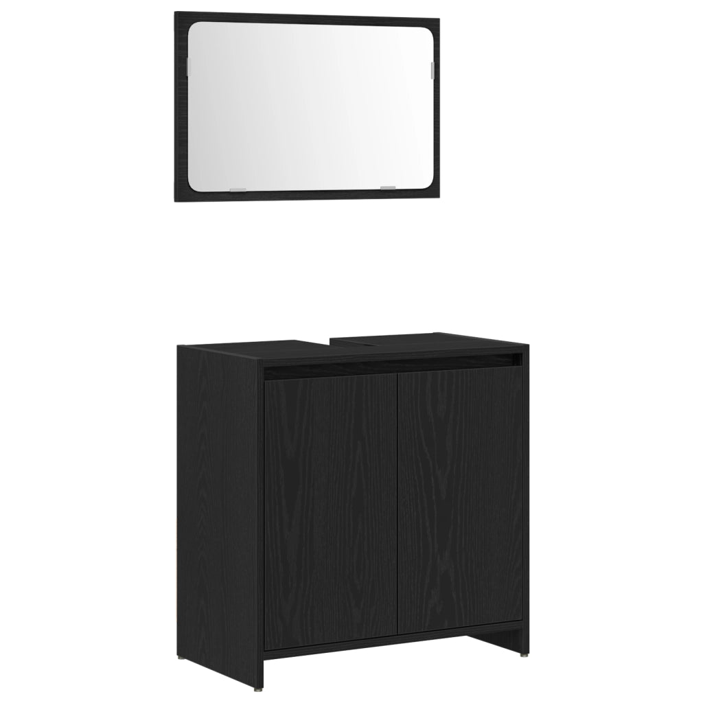 Mobile da Bagno  con Specchio in Rovere Nero 60x33x61 cm in Legno Ingegnerizzato