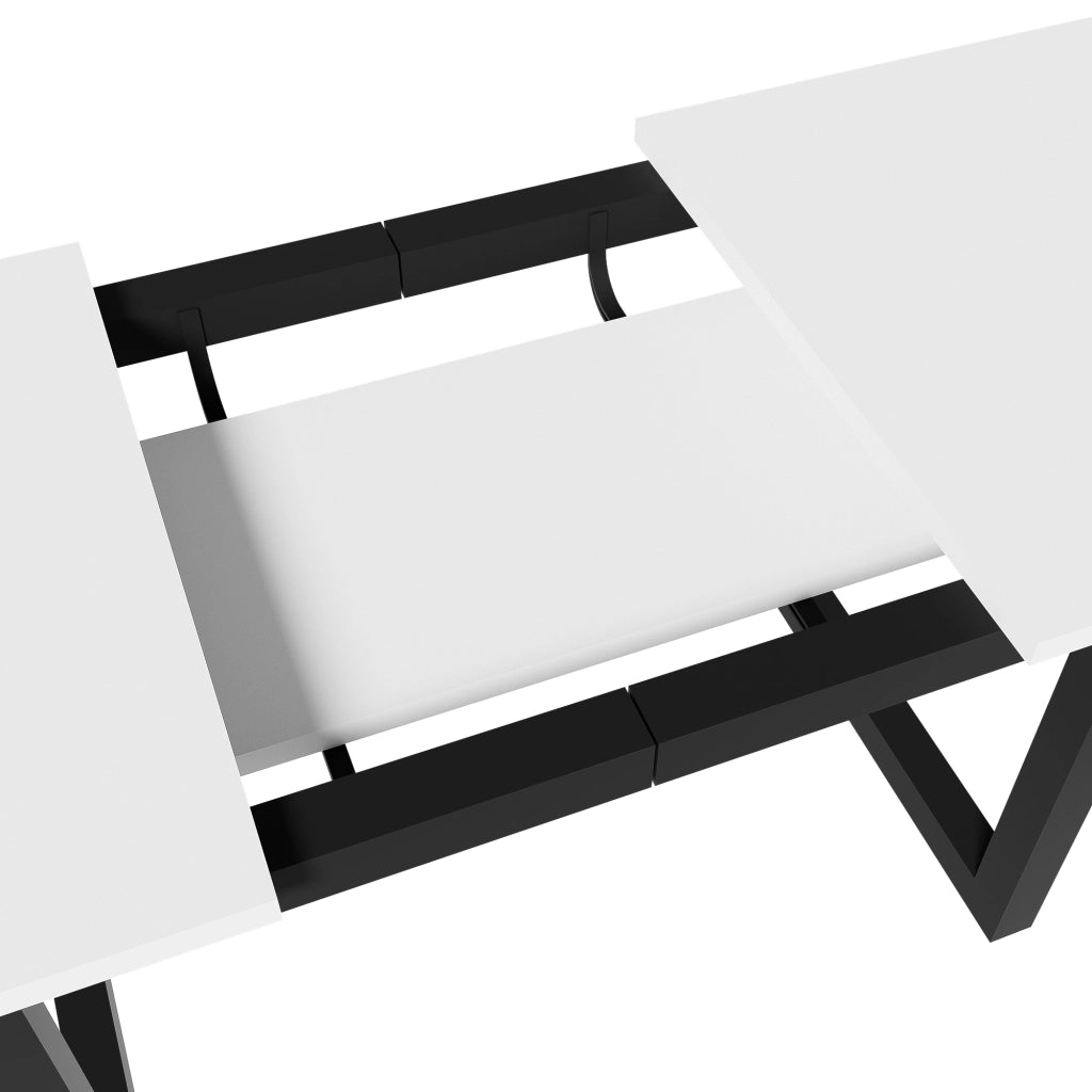 Tavolo da Pranzo Allungabile ¨C MINIMAL ¨C MDF Bianco e Nero, Rettangolare, 140/180x80x75