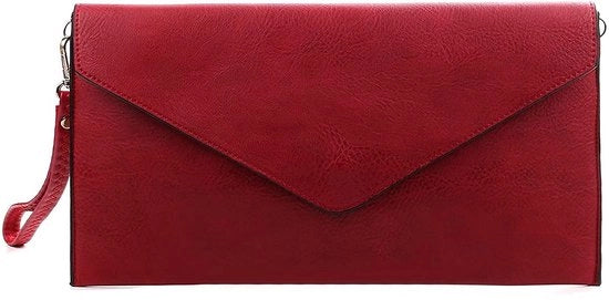 Clutch in stile di busta per donne con polsiera, rosso scuro medio