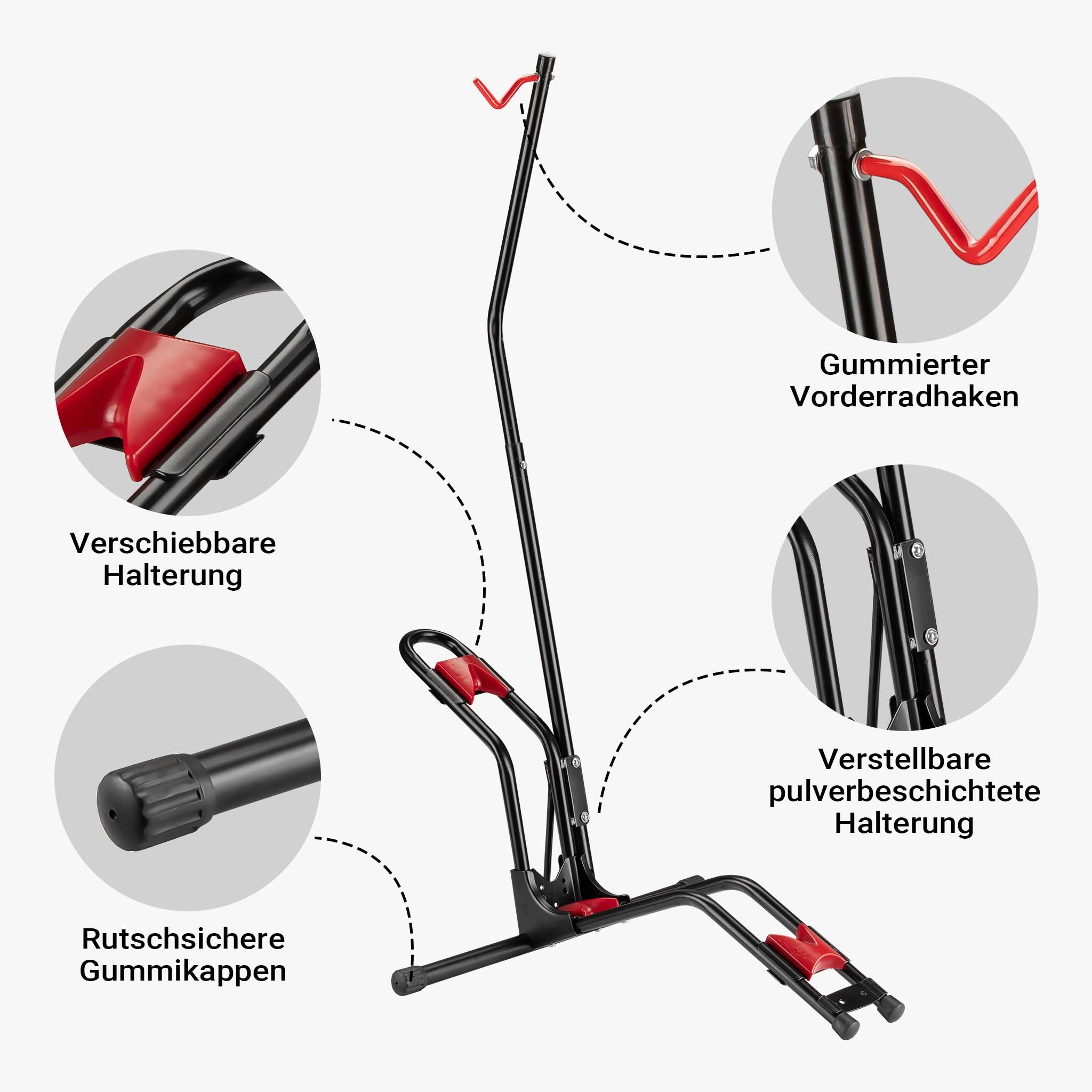 Portabici verticale autoportante, 53x11x120 cm, per biciclette 24-29"