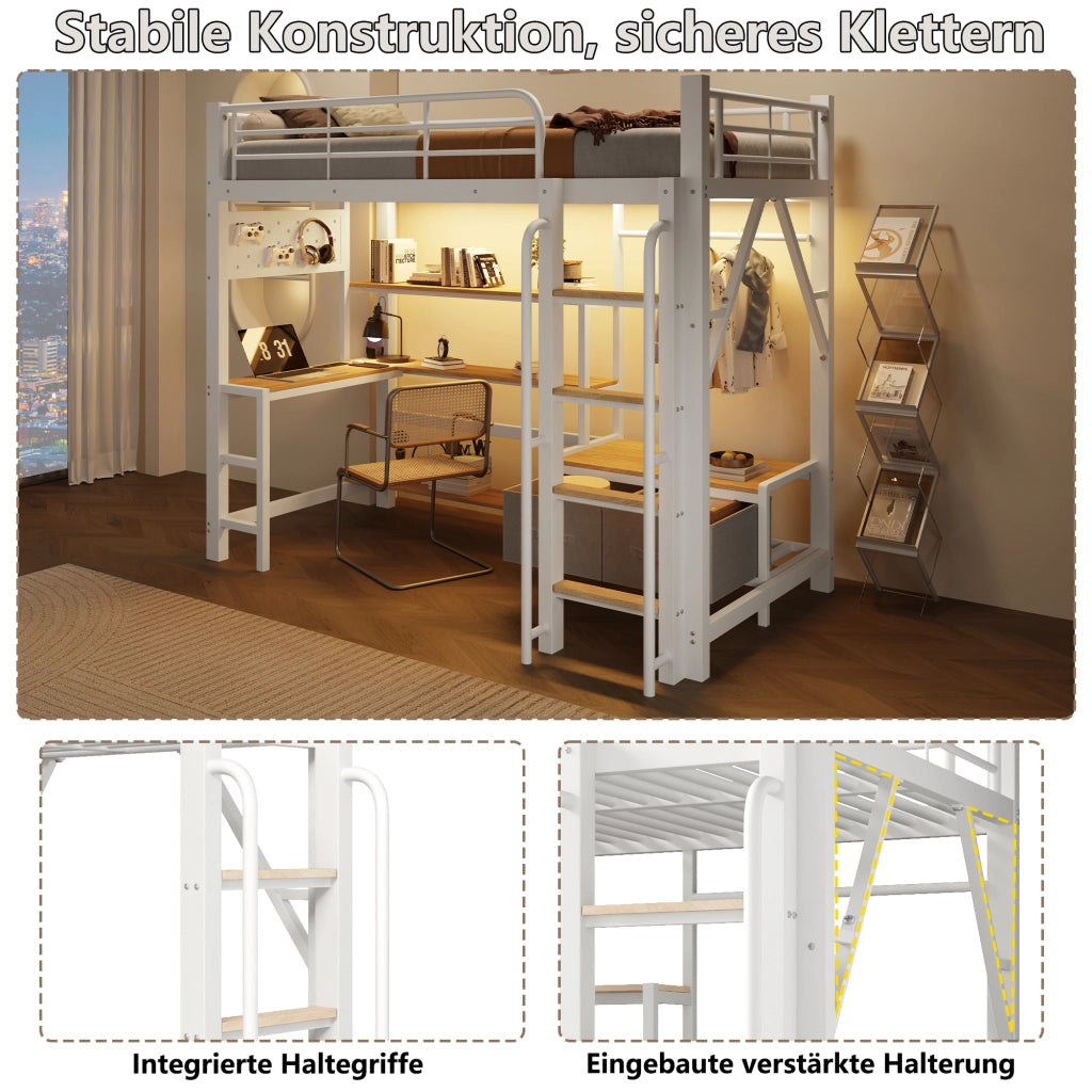 letto a castello metallo e mdf bianco 90 x 200 cm
