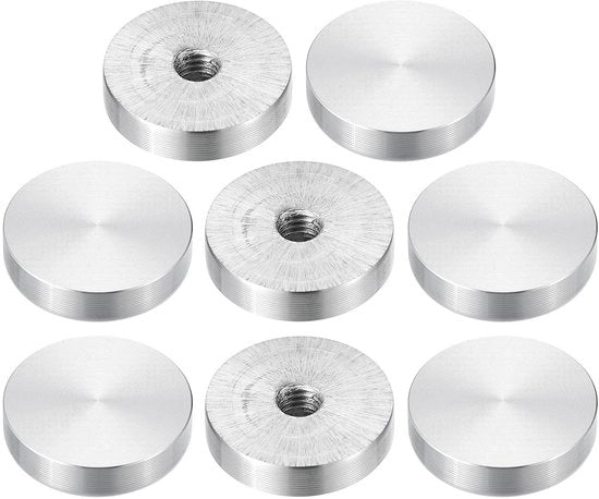 Set di 8 dischi in alluminio M8 a vite per tavolo in vetro