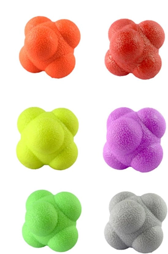 Palline di allenamento 6 pezzi - Risonanza a forma di esagono - Materiale in gomma morbida - Coordinazione mano-occhio - Risonanza dinamica - 5,5 cm