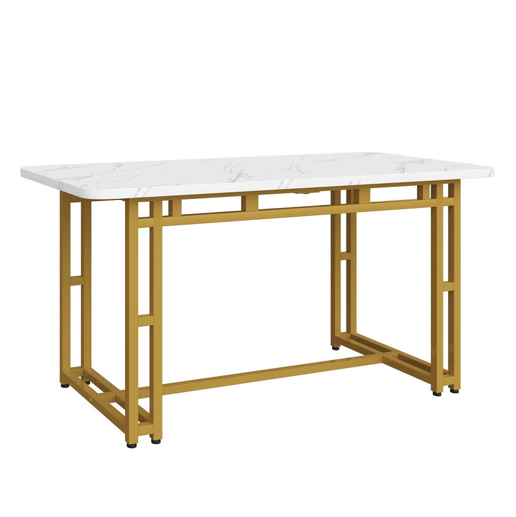 Tavolo da pranzo di lusso leggero con gambe in metallo; MDF; dorato