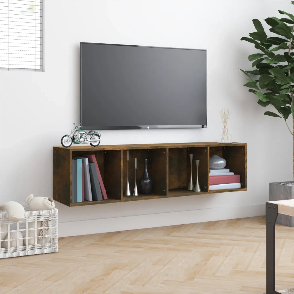 Libreria/Mobile TV Rovere Fumo 143x30x36cm in Legno Multistrato 815270