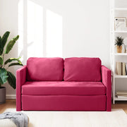 Divano Letto da Terra 2 in 1 Rosso Vino 122x204x55cm Velluto 353960