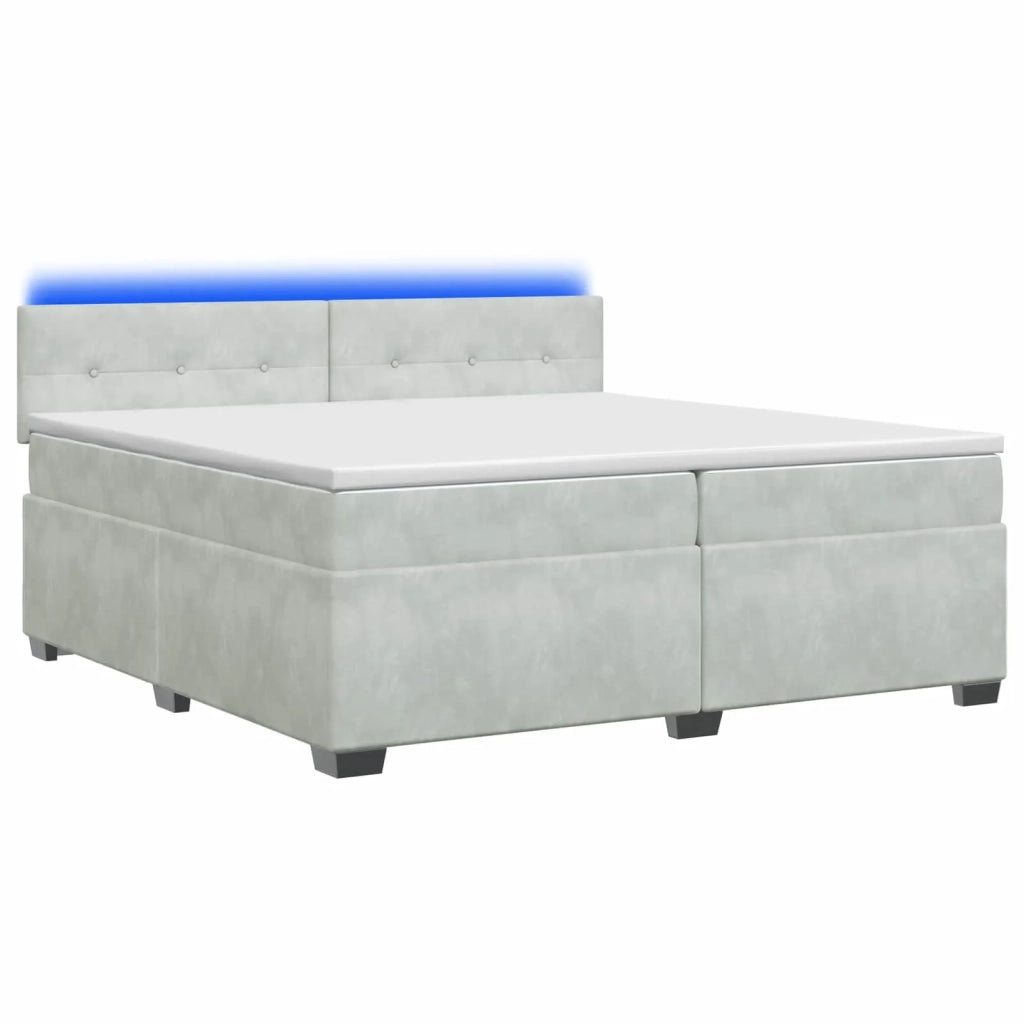 Letto con Box Spring, Materasso e LED Grigio Chiaro Velluto 3452246