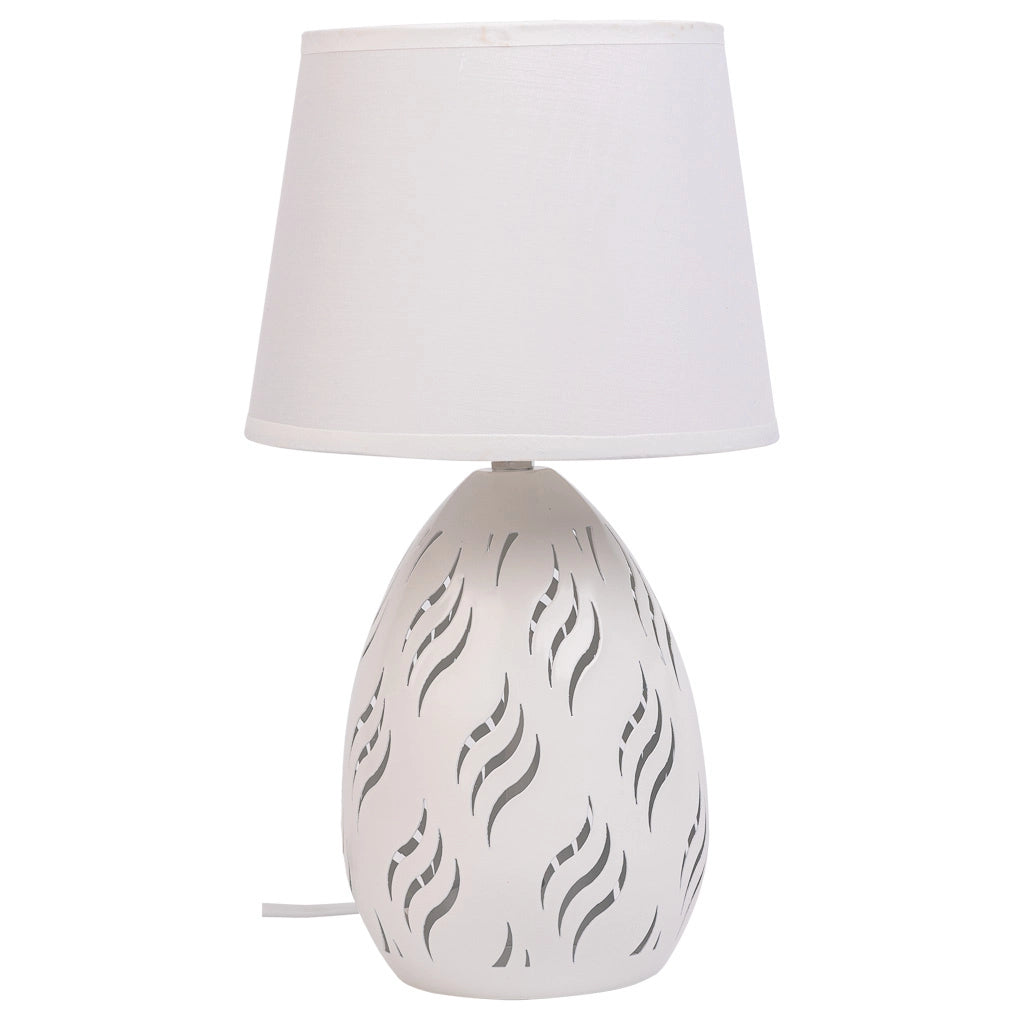 Lampada da tavolo in metallo bianco 18x18x31h