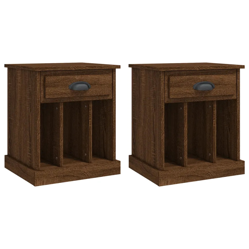 Set di 2 Comodini | Armadio da Notte | Mobiletto da notte Rovere Marrone 43x36x50 cm