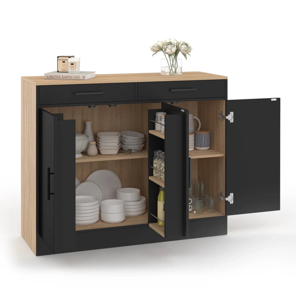 IDMarket - Cassettiera bassa da 110 cm ALTO con contenitori effetto faggio e nero