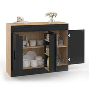 IDMarket - Cassettiera bassa da 110 cm ALTO con contenitori effetto faggio e nero
