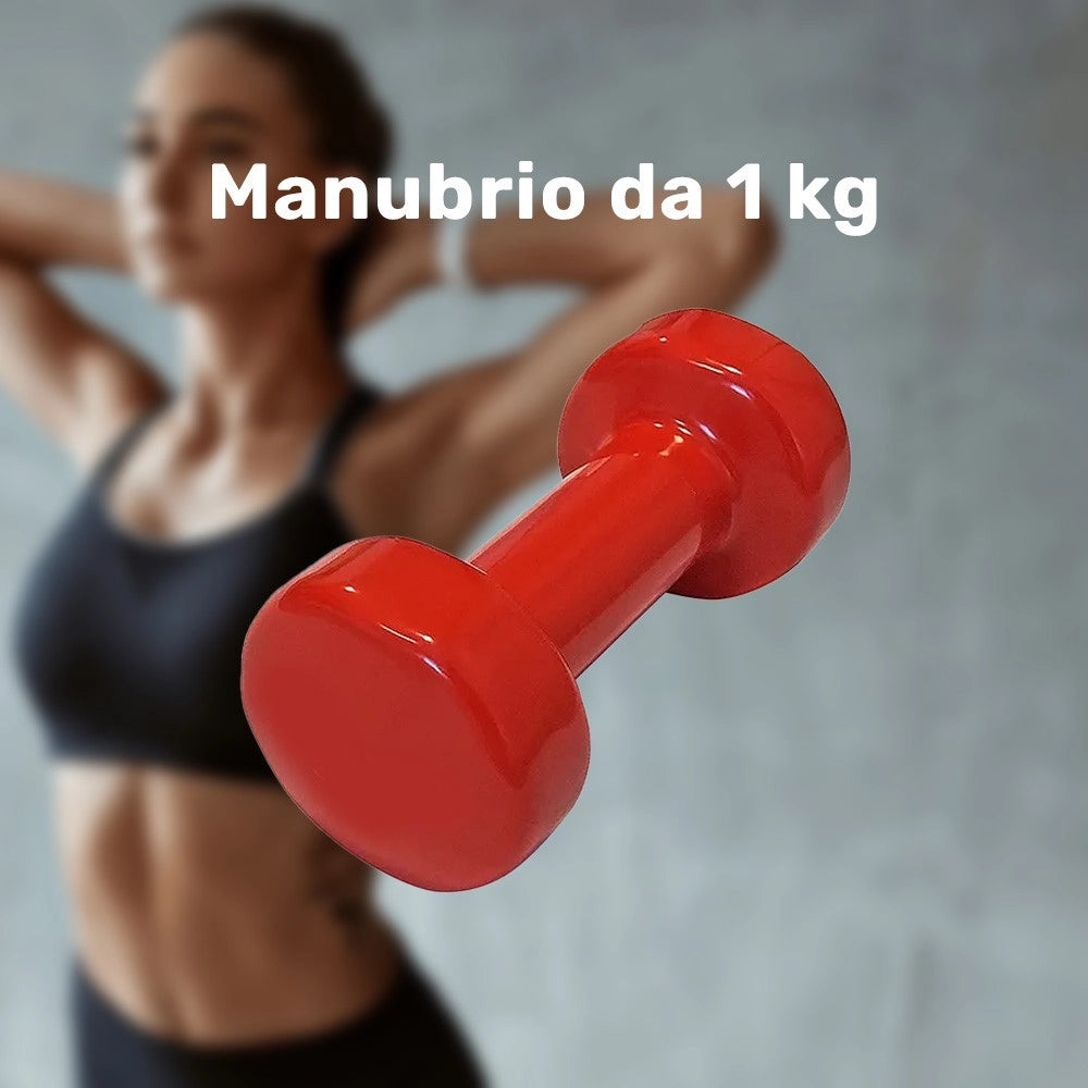 Trade Shop - Manubrio Singolo 1 Kg In Vinile Allenamento Esercizi Casa Palestra Workout Fit -