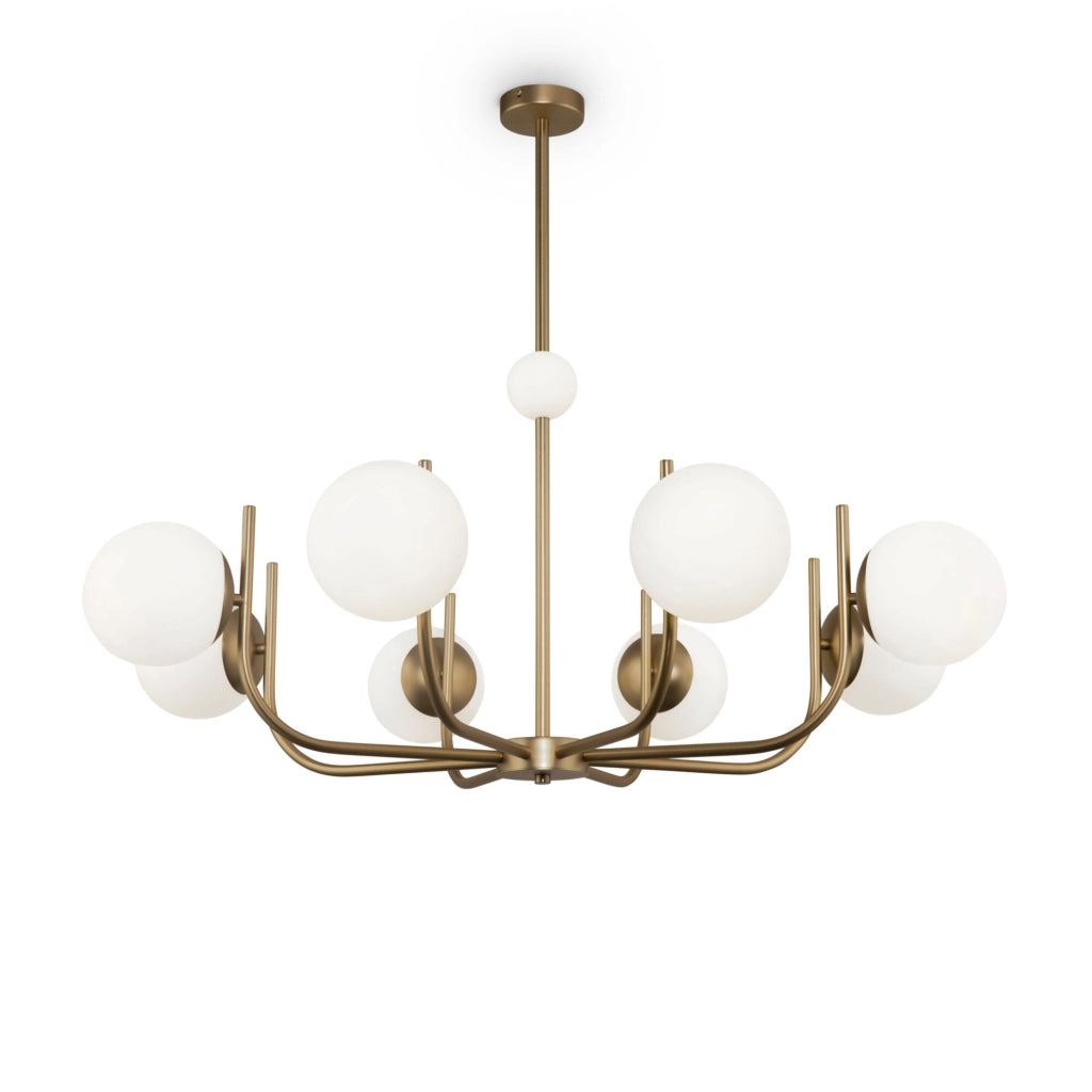Maytoni Lampadario contemporaneo Rendez-vous 8 luci E14 ottone metallo diffusore vetro bianco