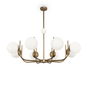 Maytoni Lampadario contemporaneo Rendez-vous 8 luci E14 ottone metallo diffusore vetro bianco