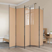 Paravento a 5 Pannelli Beige 250 x 200 cm Tessuto 42039209