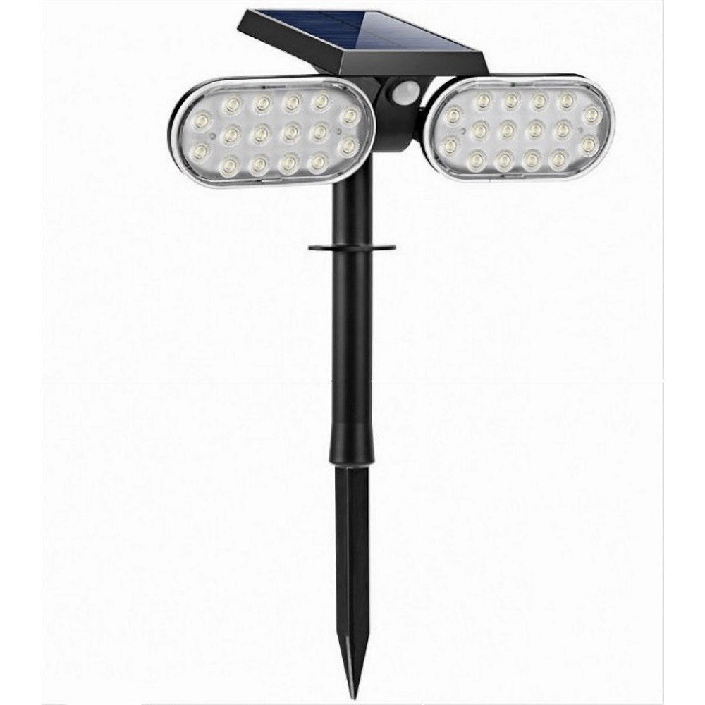 Trade Shop - Faretto Doppio A Led Snodabile Ricaricabile Pannello Solare Picchetto Yh0518-pir -
