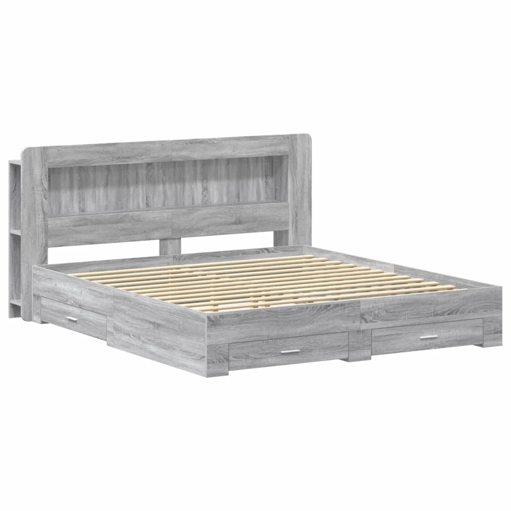 Telaio del letto con storage Sonoma grigio 200 x 200 cm 3433902