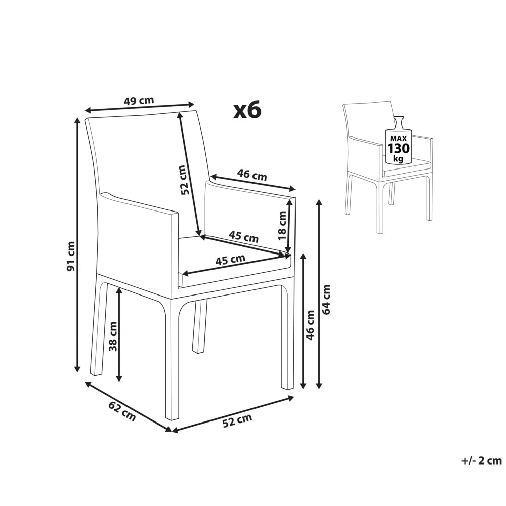 Set di 6 sedie da giardino rivestimento in Textilene grigio gambe bianche in alluminio schiuma ad asciugatura rapida