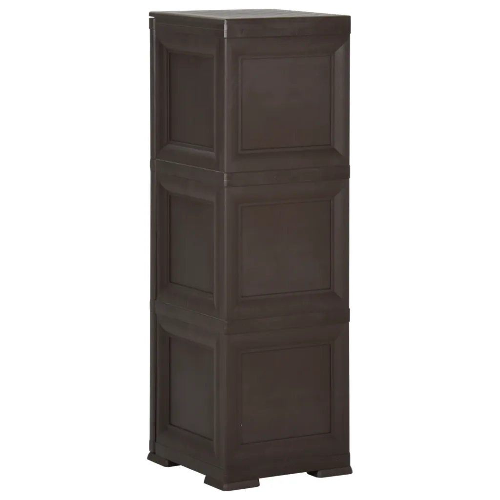 Armadietto in Plastica 40x43x125 cm Effetto Legno Marrone 340606
