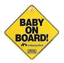 Bebeconfort 3203207000 Cartello Segnaletico Baby On Board con Ventosa 19,5x14,3 cm colore Giallo