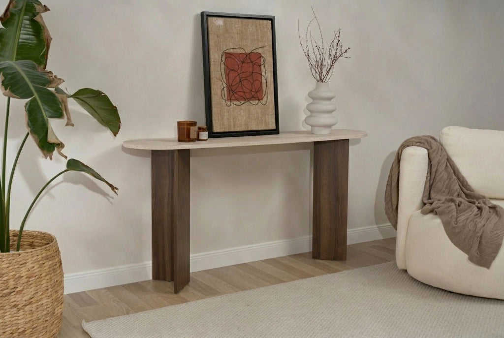 Consolle in legno "Sira" - 150 x 35 x 75 cm - Travertino