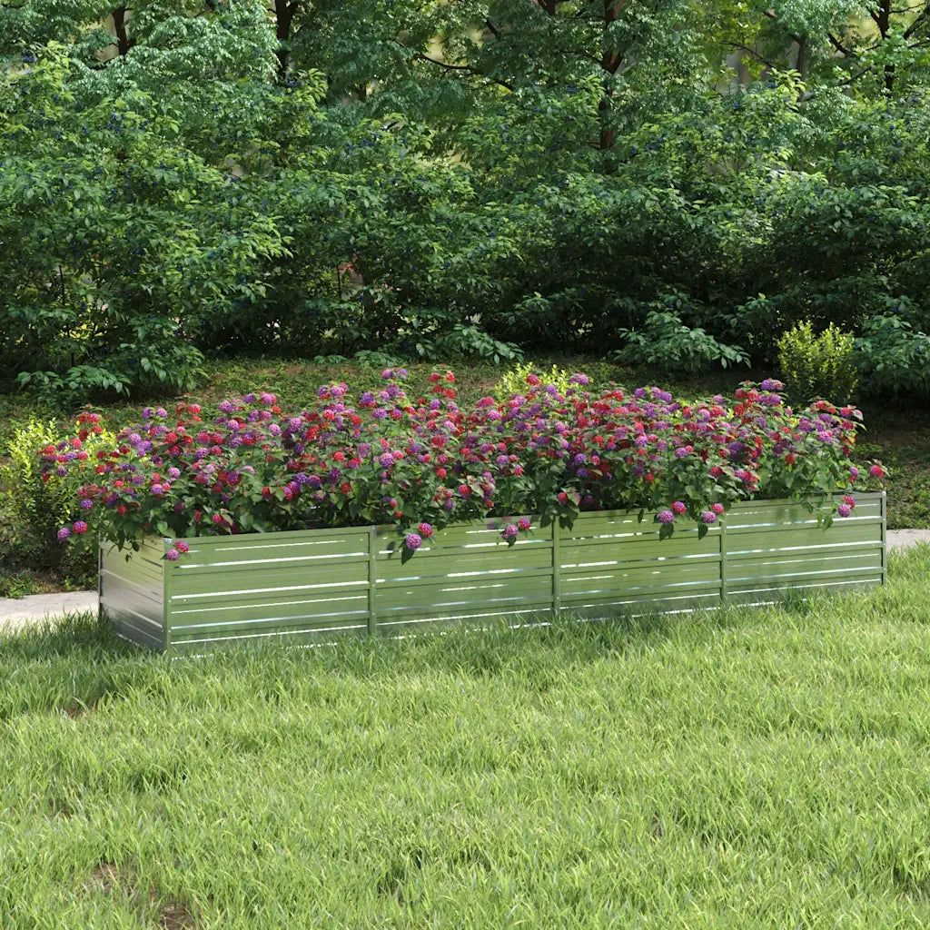 Fioriere | Cassetta per fiori | Letto Rialzato Giardino 320x80x45 cm in Acciaio Zincato Argento