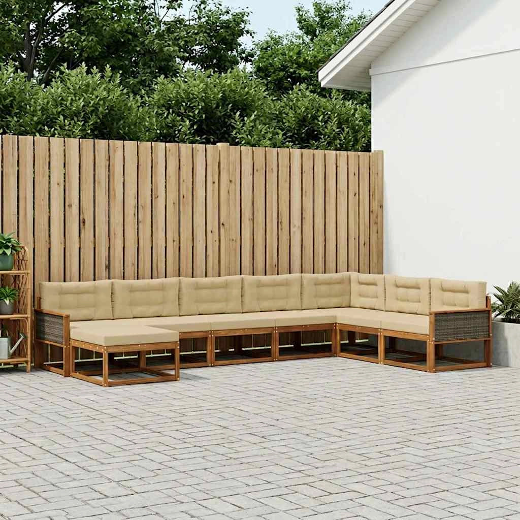 Set di divani da esterno 8 pz Naturale e Beige 3382801