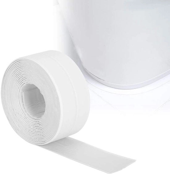 Tappetino adesivo acqua resistente - Striscia di sigillatura per muri - Antimuffa - Bianco - Autoadesivo - Adatto per bagno e cucina - 38 mm di larghezza
