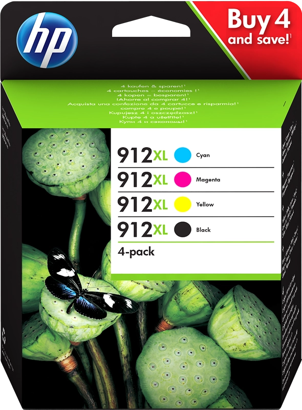 HP 912XL 4-pack Black/Cyan/Magenta/Yellow Original Ink Cartridges cartuccia d'inchiostro 4 pz Originale Resa elevata (XL) Nero, Ciano, Magenta, Giallo