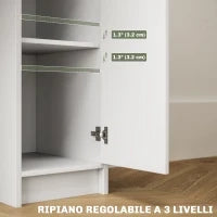 Toeletta Trucco con Specchio e Sgabello, Cassetto, Armadietto e Ripiani in Legno, Bianco