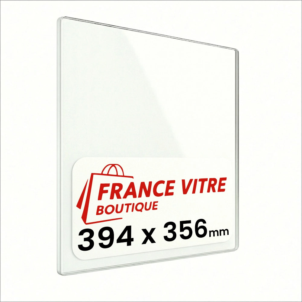 394 x 356 x 4 mm - Vetro per stufa a legna - vetro camino di ricambio - vetro per caminetto resistente al fuoco - France Vitre