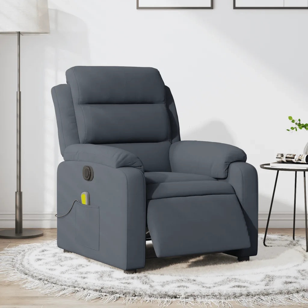 Poltrona Massaggiante | Sedia Relax Reclinante Elettrica Grigio Scuro Velluto