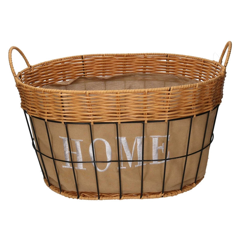 Cassetto Metallo Con Fodera Naturale Ovale Cm 45x35h25
