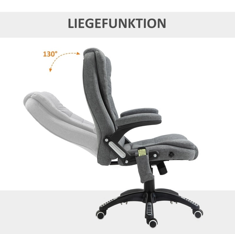 Poltrona da ufficio ergonomica con massaggio e riscaldamento grigio scuro