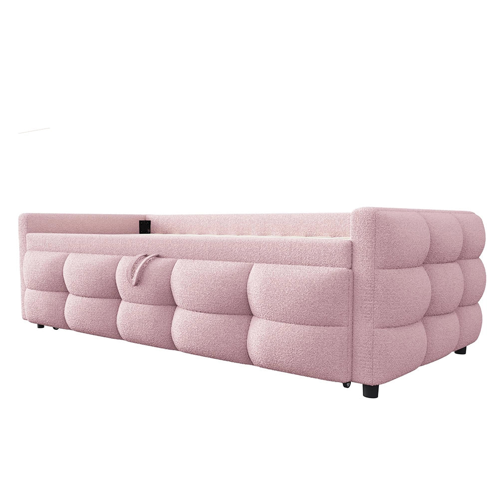 Divano letto estendibile - Xylo - 90/180x190 cm pouf teddy rosa