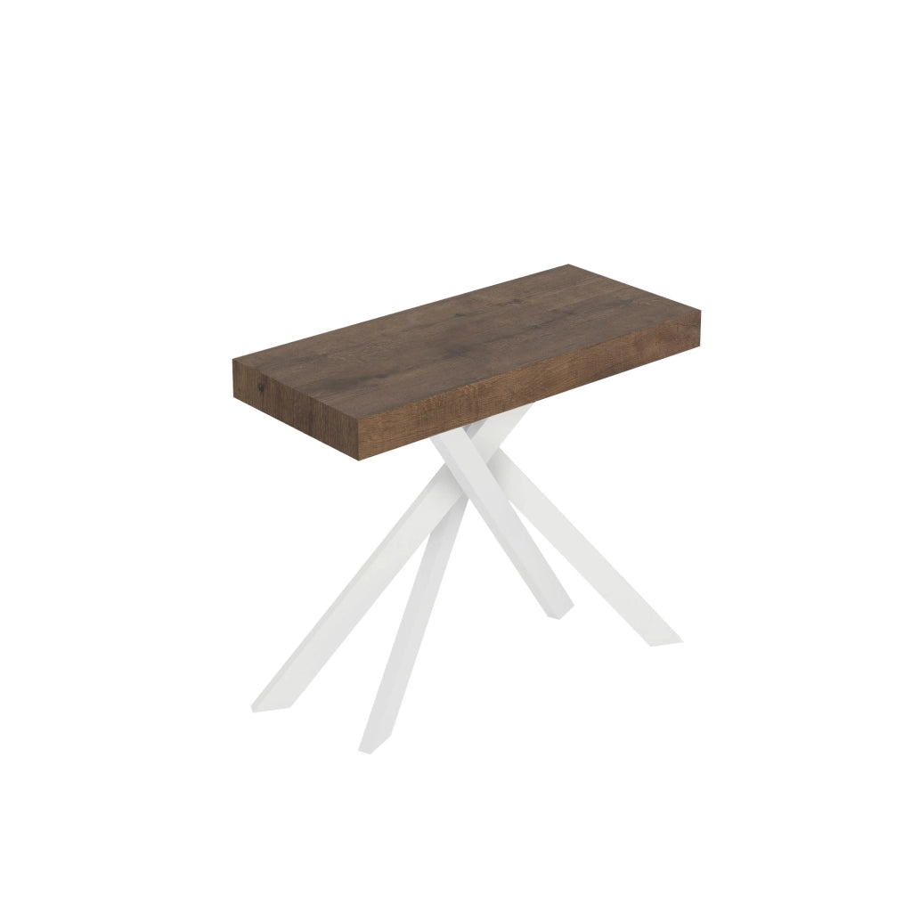 Consolle allungabile 90x40/300 cm Saki Premium noce gambe bianche
