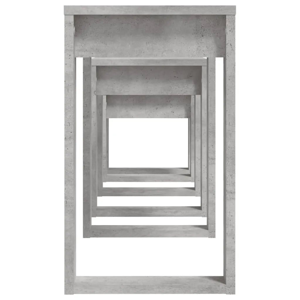 Tavolini Impilabili 3 pz Grigio Cemento in Legno Multistrato cod mxl 13739