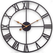Cronografo industriale vintage da parete grande europeo con numeri romani, senza suono ticchettante, orologio da parete metallico, per soggiorno, cucina, camera da letto - 35 cm, nero
