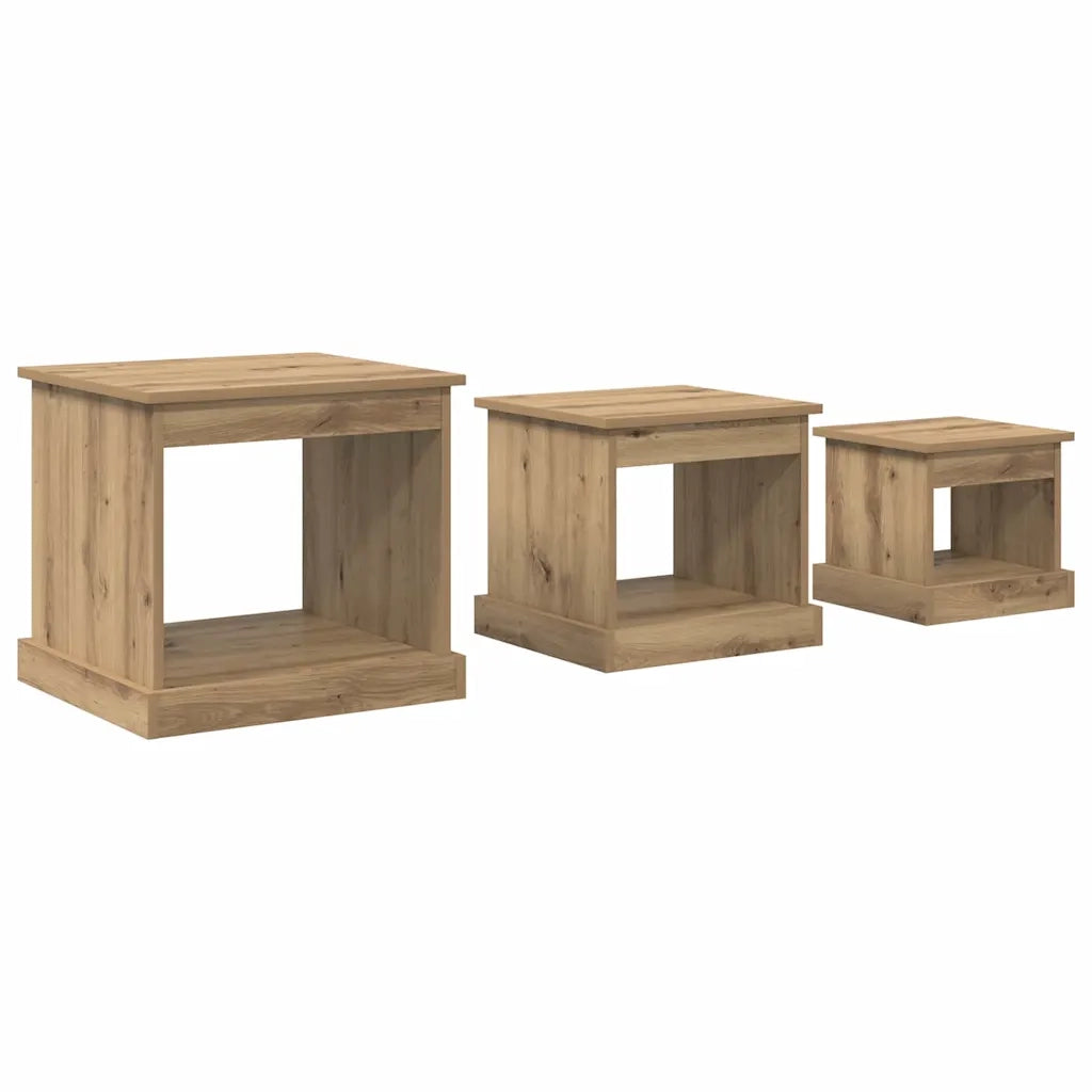 Tavolino da salotto 3 pcs Rovere artigianale Legno multistrato
