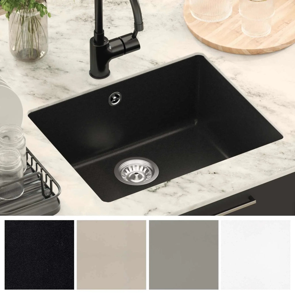 Lavello Nero 530 x 460 mm 80% Quarzo e 20% Resina