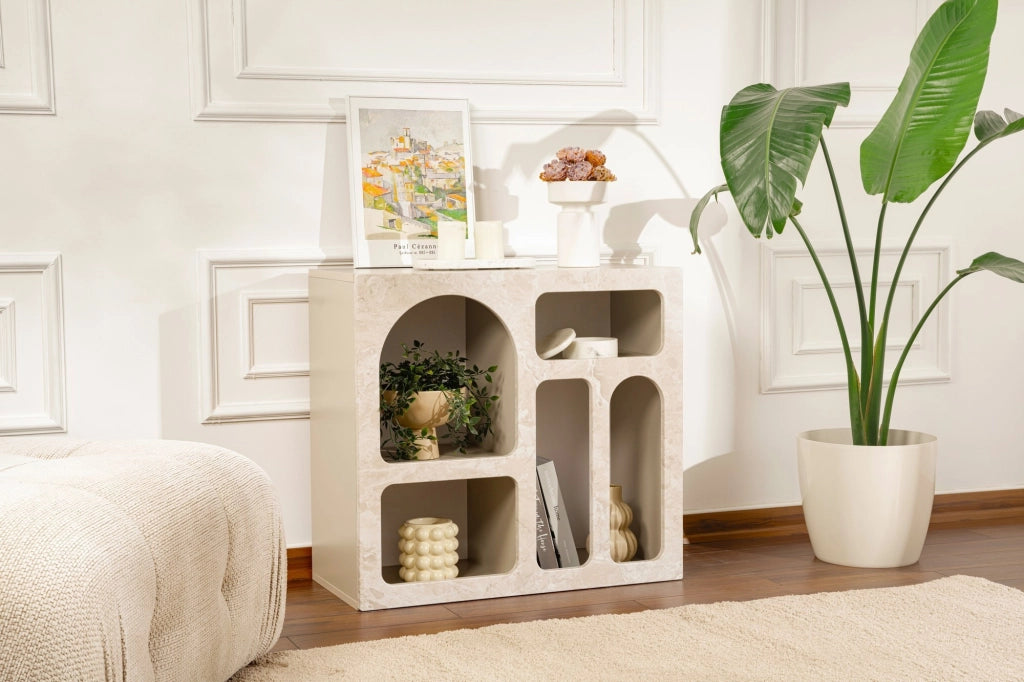 Credenza in legno "Lessa" - 80 x 37 x 74 cm - Travertino