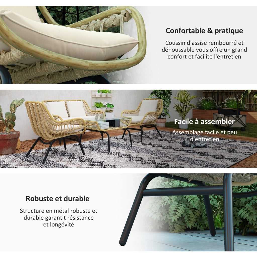 Set da giardino 4 pezzi ¨C zephmum ¨C beige polyrattan